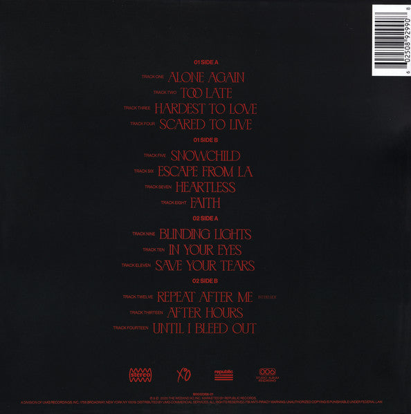 The Weeknd — After Hours Clear w/ Red Splatter Vinyl